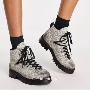 ALL SAINTS Lia chunky lace-up ankle boots in leopard suede (7)